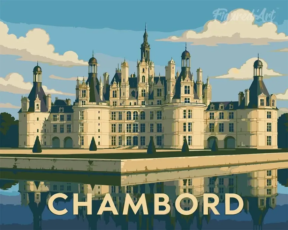 Figured'Art Kasteel van Chambord schilderen op nummer 40x50 cm kasteel