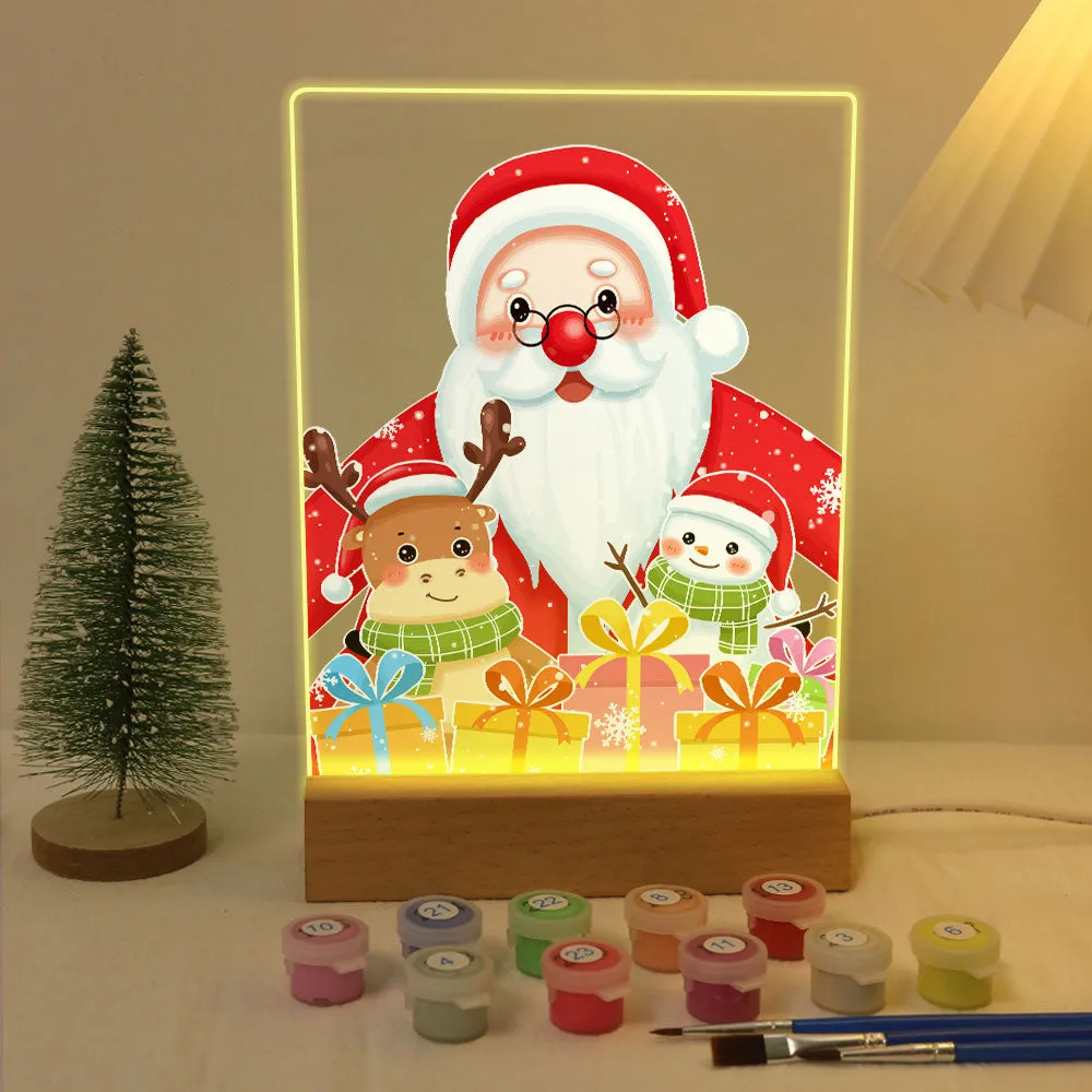 Figured'Art Kerstman 04 schilderen op nummer 15x20 cm met LED