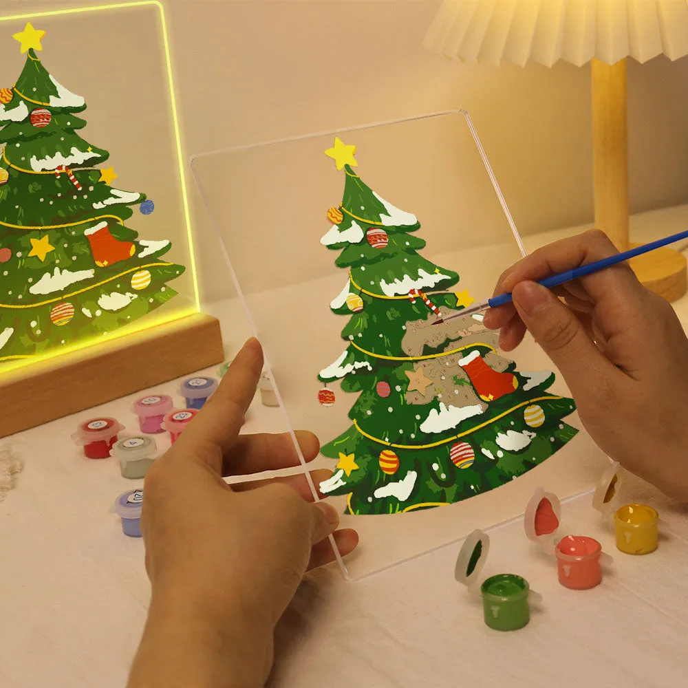 Figured'Art Kerstboom schilderen op nummer 15x20 cm met LED voet