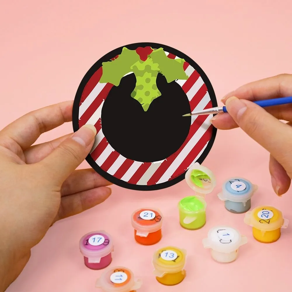 Figured'Art Kerst onderzetters schilderen op nummer 10cm 4 stuks