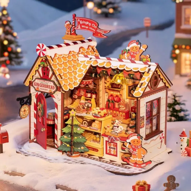Figured'Art Peperkoekhuisje miniatuurhuisje bouwpakket met led