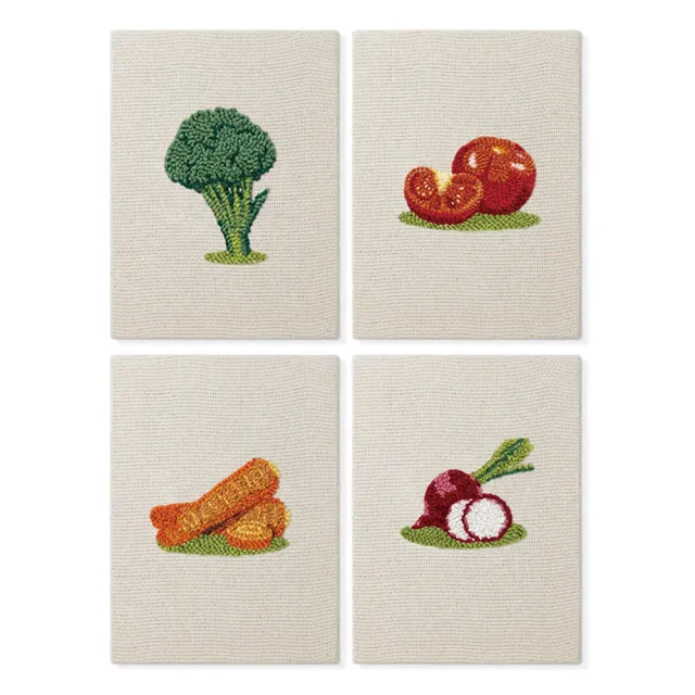 Figured'Art Vers en Knapperig Punch Needle Set 4 stuks met frame