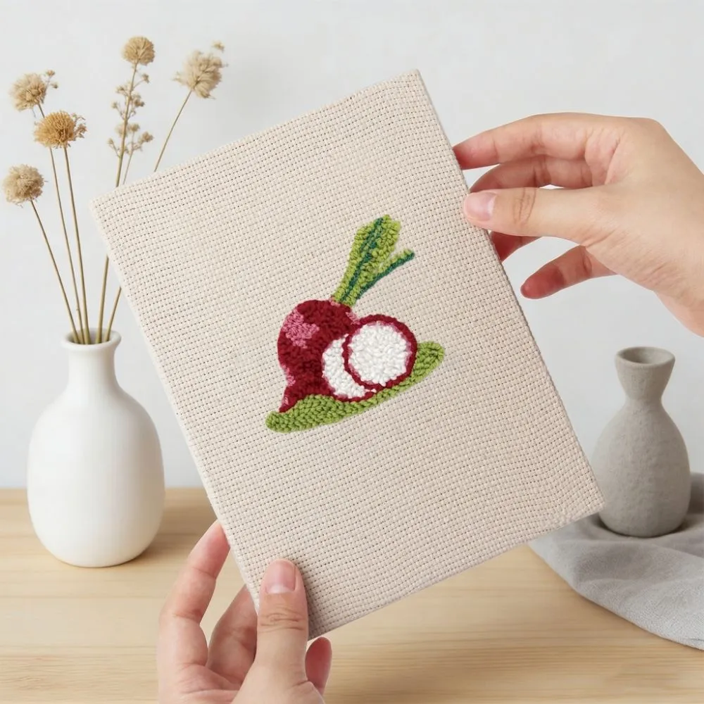 Figured'Art Vers en Knapperig Punch Needle Set 4 stuks met frame