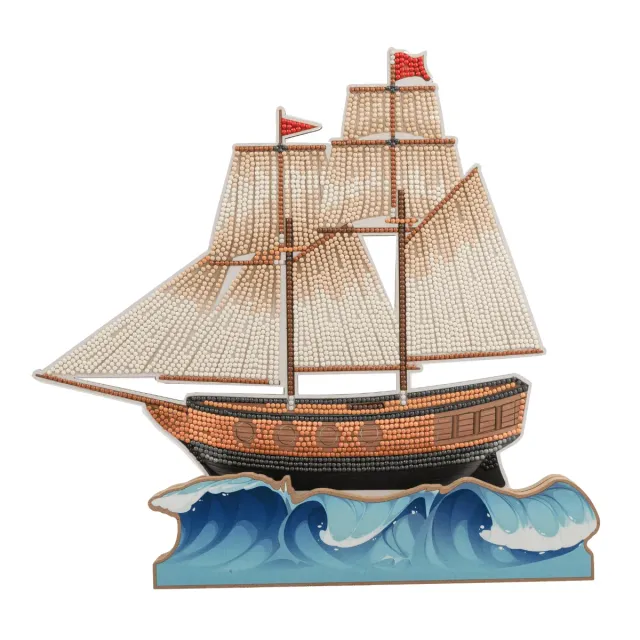 Craft Buddy Crystal Art Ship at Sea houten decoratie 31 cm tweezijdig