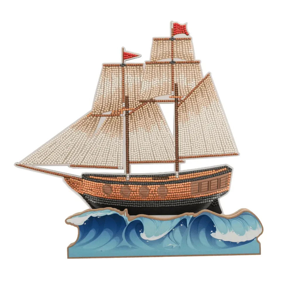 Craft Buddy Crystal Art Ship at Sea houten decoratie 31 cm tweezijdig