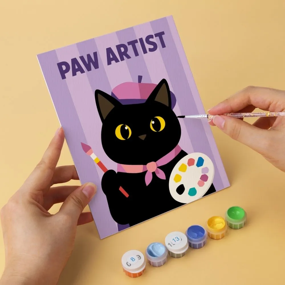 Figured'Art Schattig en nieuwsgierig schilderen op nummer 6 stuks kat