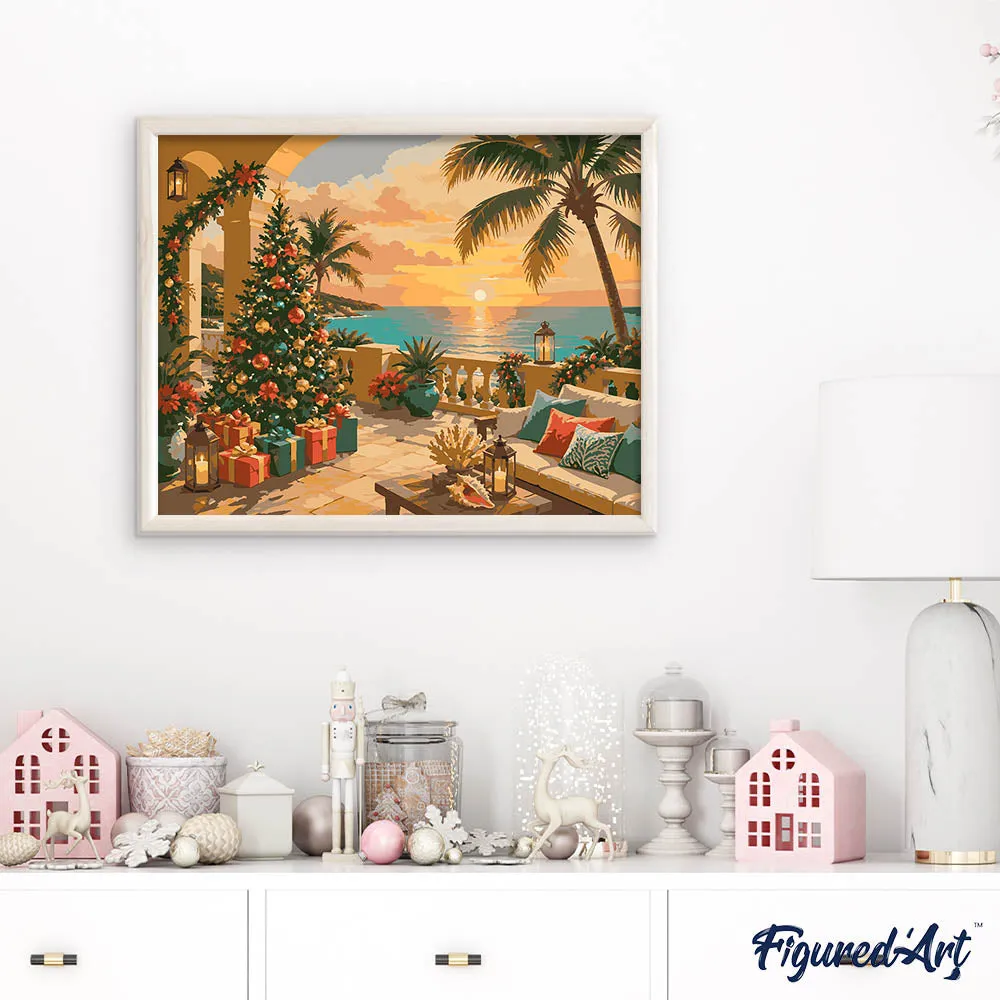 Figured'Art Kerst aan de oceaan schilderen op nummer 40x50 cm