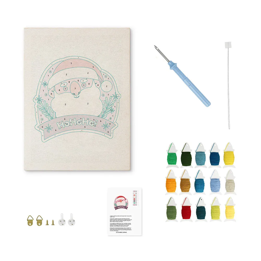Figured'Art Lachende Kerstman punch needle pakket 20x30cm frame