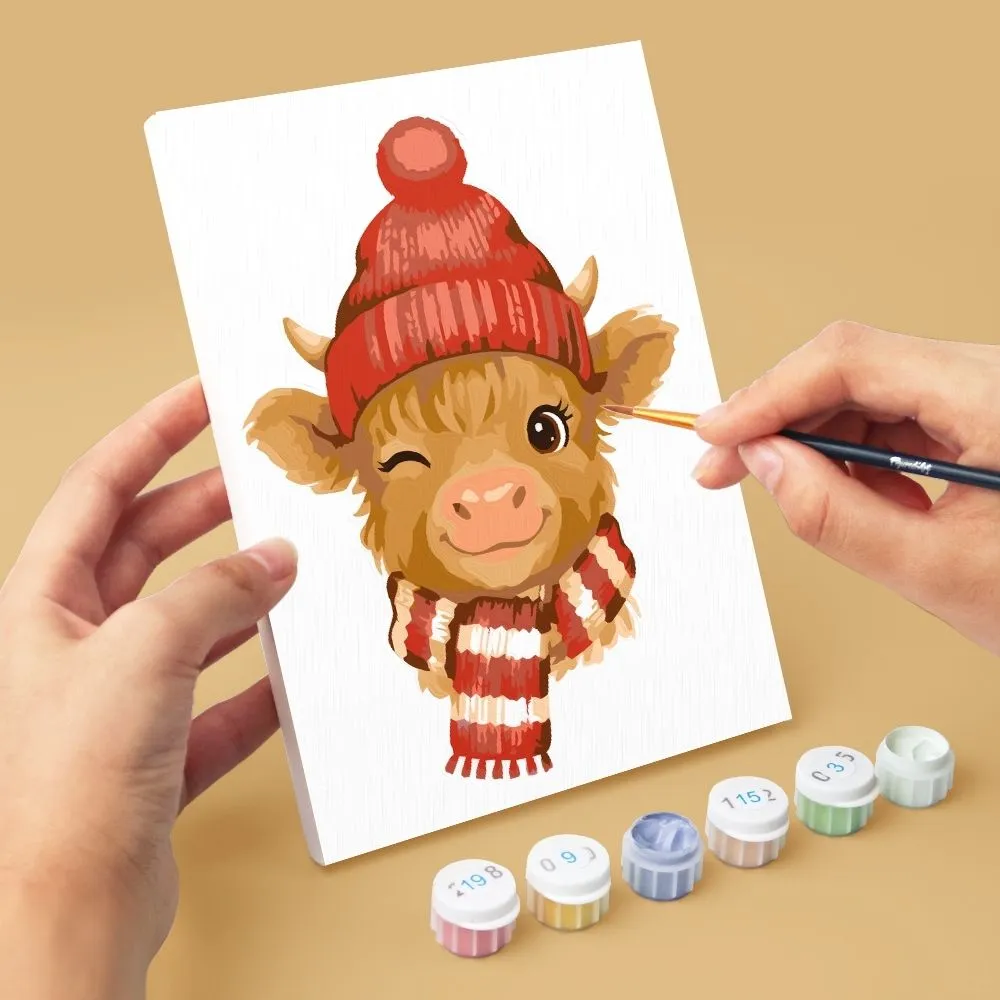 Figured'Art Mini Kleine Moe Vrienden schilderen op nummer 15x20cm 6 stuks koeien