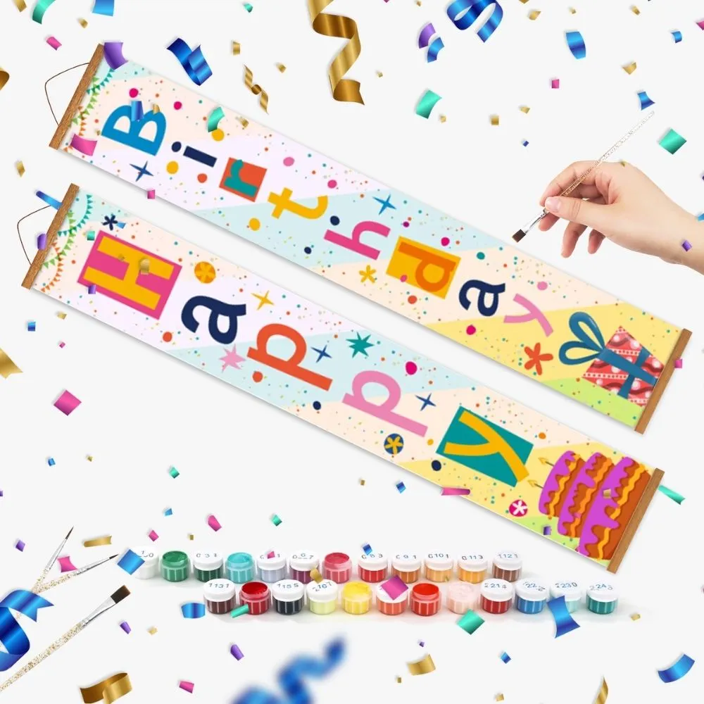 Figured'Art Feestelijke Vlaggetjes deur banner schilderen op nummer 20x120 cm
