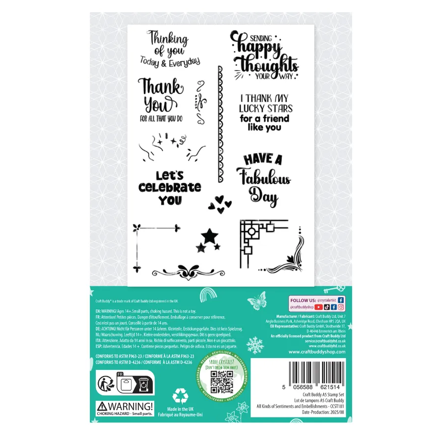 Craft Buddy All Kinds of Sentiments and Embellishments stempelset A5