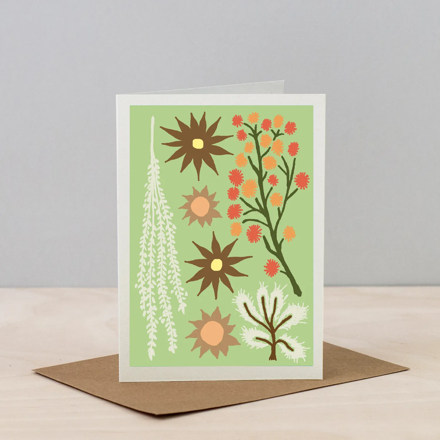 Studio Wald Dried Green wenskaart A6 blanco met envelop