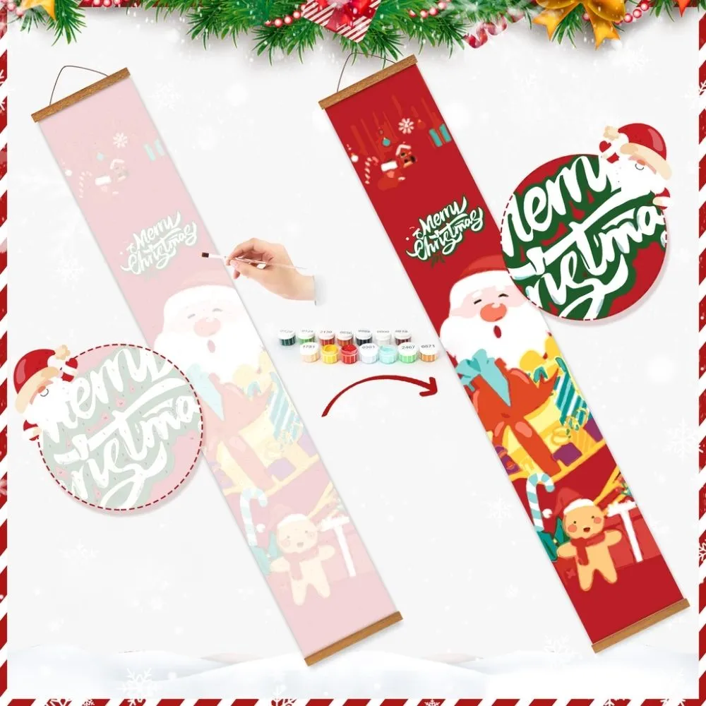 Figured'Art Vintage Kerst deur banner schilderen op nummer 20x120cm 2 stuks