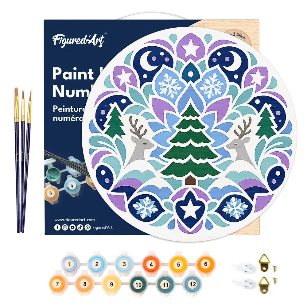 Figured'Art Kerstmandala schilderen op nummer houten schijf 30 cm