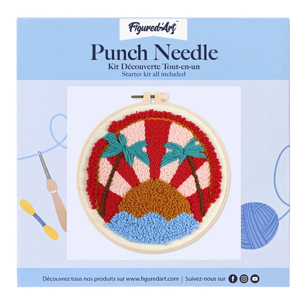 Figured'Art Tropische zonsondergang punch needle 20cm