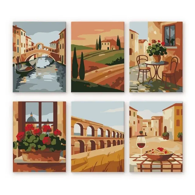 Figured'Art Italiaans Platteland mini schilderen op nummer 15x20cm 6 stuks