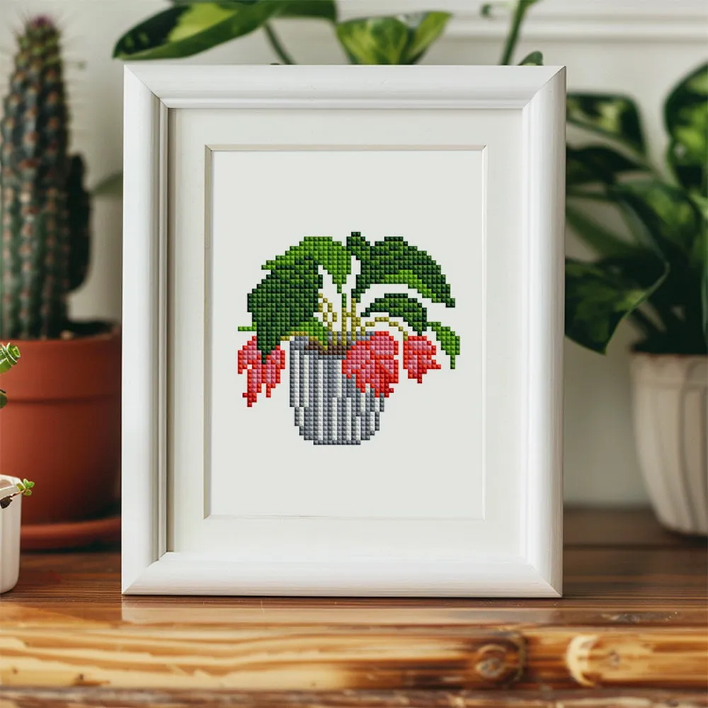 Figured'Art Mini Plant in Pot en Sneeuwpop diamond painting 15x20cm 2 stuks full drill