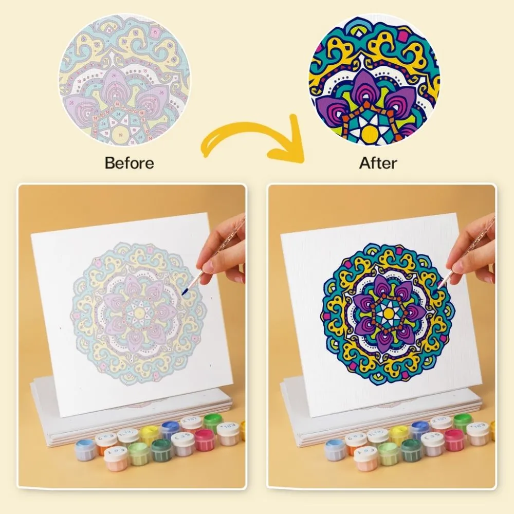 Figured'Art Mini Serie Kaleidoscoopmandala's schilderen op nummer 20x20 cm set van 6