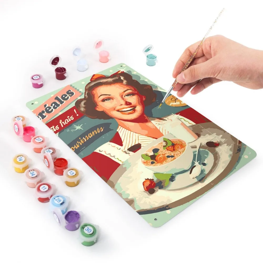 Figured'Art Vintage Ontbijtgranen Advertentie schilderen op nummer 30x20 cm metaal