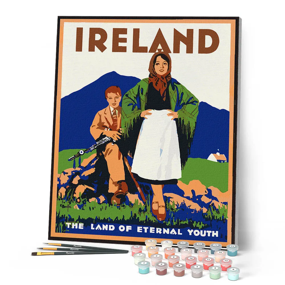Figured'Art Eeuwig Ierland schilderen op nummer 40x50cm vintage poster