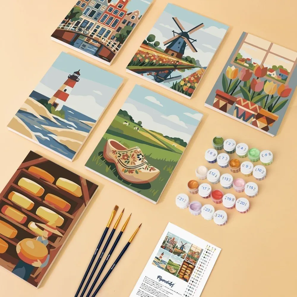 Figured'Art Mini Nederland in Bloei schilderen op nummer 15x20cm 6 stuks