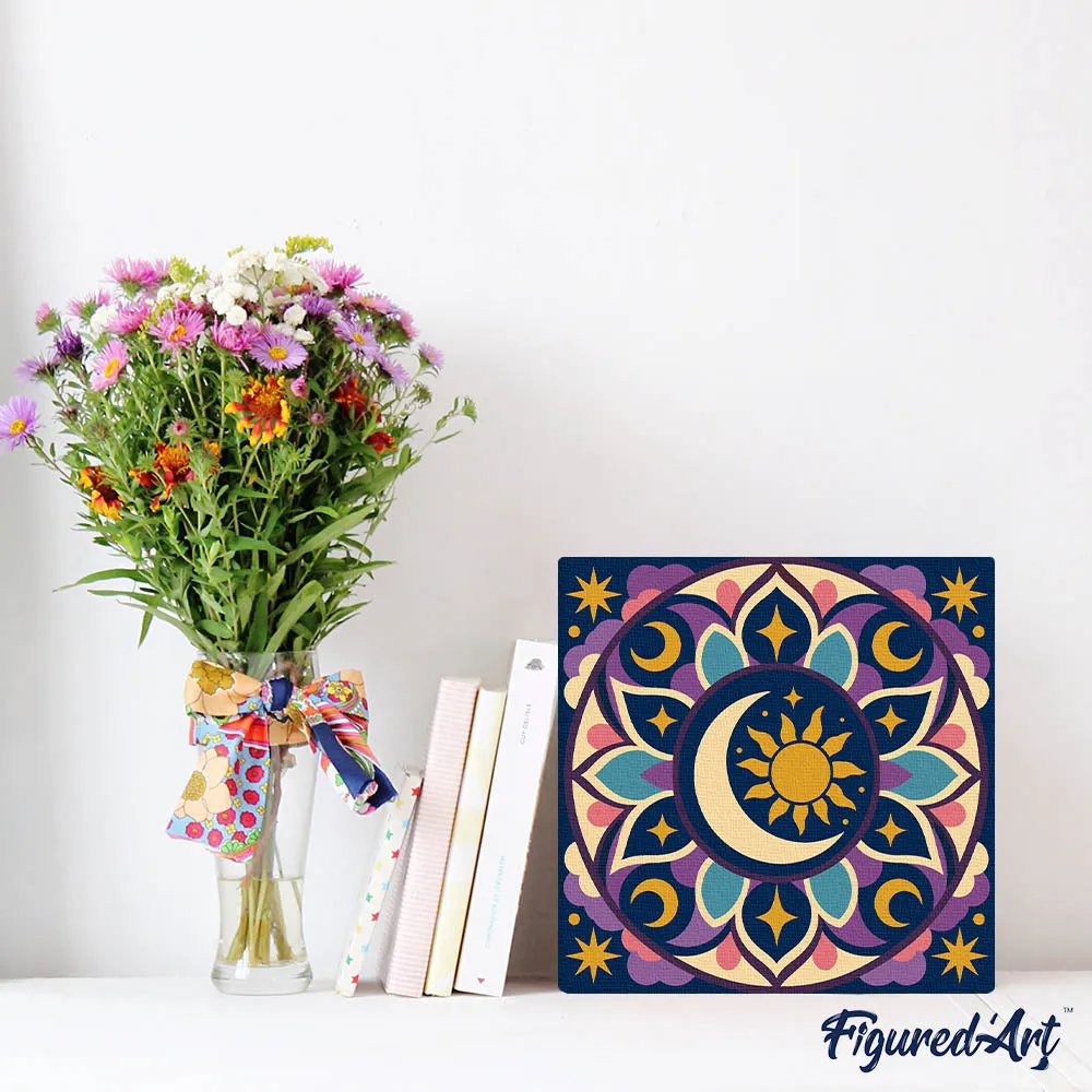 Figured'Art Hemelse mandala mini canvas 20x20 cm met frame