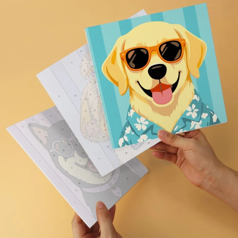 Figured'Art Puppygalerij schilderen op nummer 20x20cm 6 stuks
