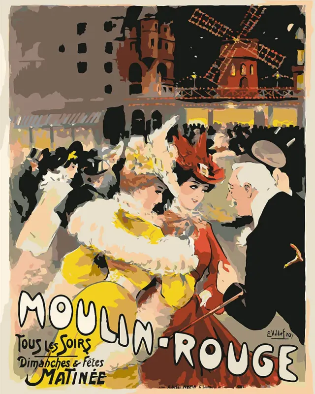 Figured'Art Moulin Rouge Dame Geel schilderen op nummer 40x50
