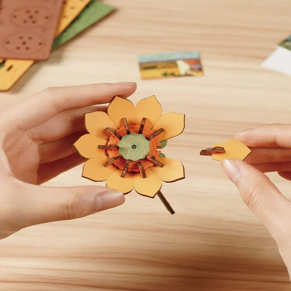 Figured'Art Gouden Zonnebloem 3D puzzel hout 266 stukjes LED