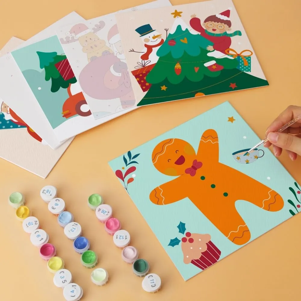 Figured'Art Feestelijke funset mini schilderen op nummer 20x20 cm 6 stuks