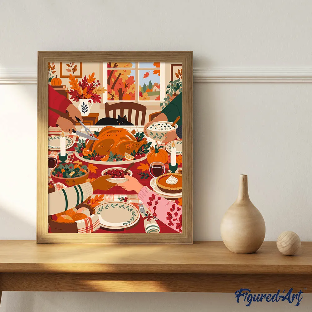 Figured'Art Thanksgiving-Diner schilderen op nummer 40x50cm