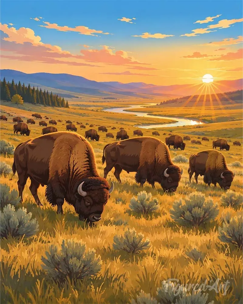 Figured'Art Yellowstone Lamar Valley diamond painting 40x50cm