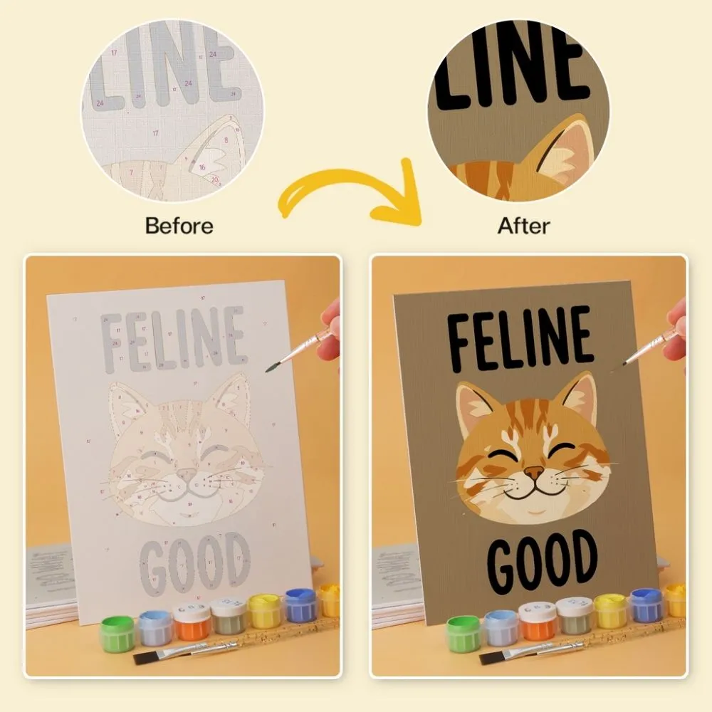 Figured'Art Kattenattitude mini canvas schilderen op nummer 15x20cm 6 stuks