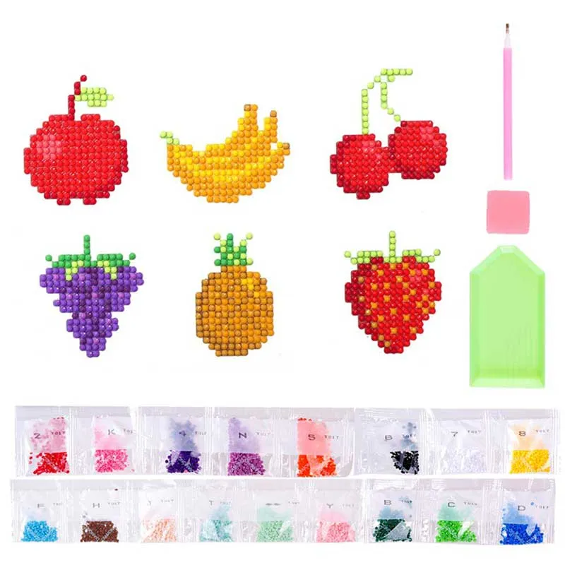Figured'Art Fruit diamond painting stickers set 6 stuks rond