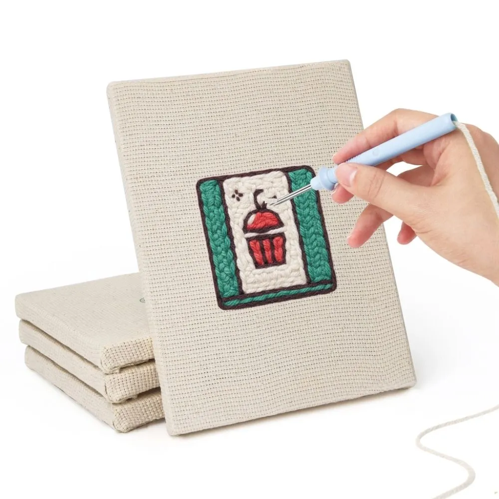 Figured'Art Ontbijt Sfeer punch needle set 4 stuks met frames
