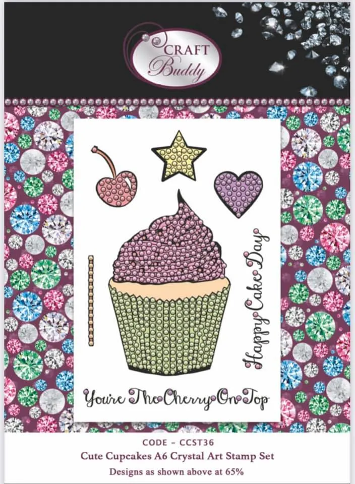 Craft Buddy Crystal Art Cute Cupcakes stempelset A6