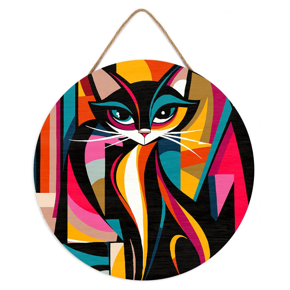 Figured'Art Gedurfd Abstract Kat schilderen op nummer hout 30cm