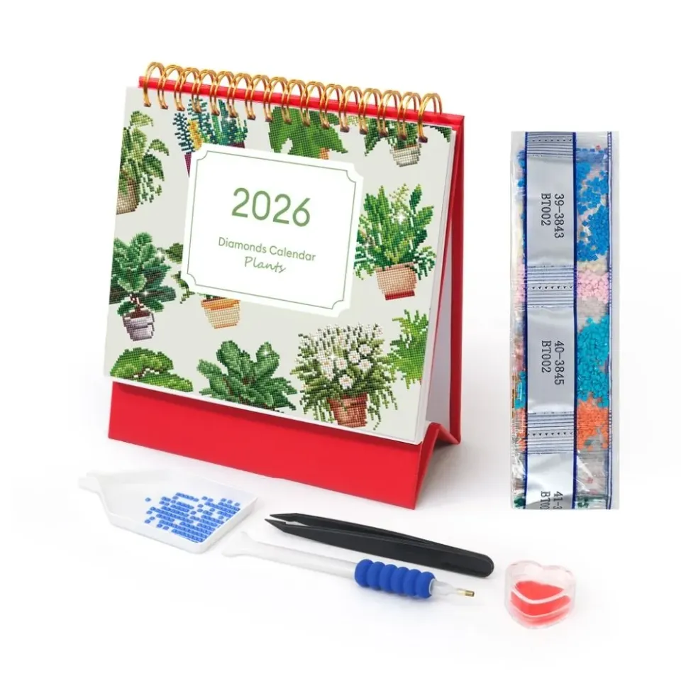 Figured'Art Kamerplanten diamond painting kalender 2026 botanisch