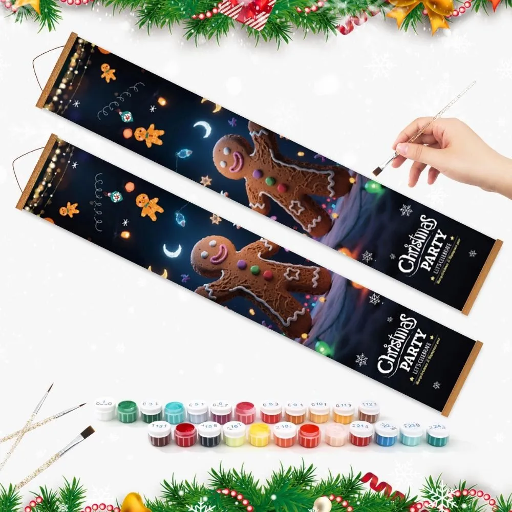 Figured'Art Gingerbread Plezier deur banner schilderen op nummer 2x 20x120cm