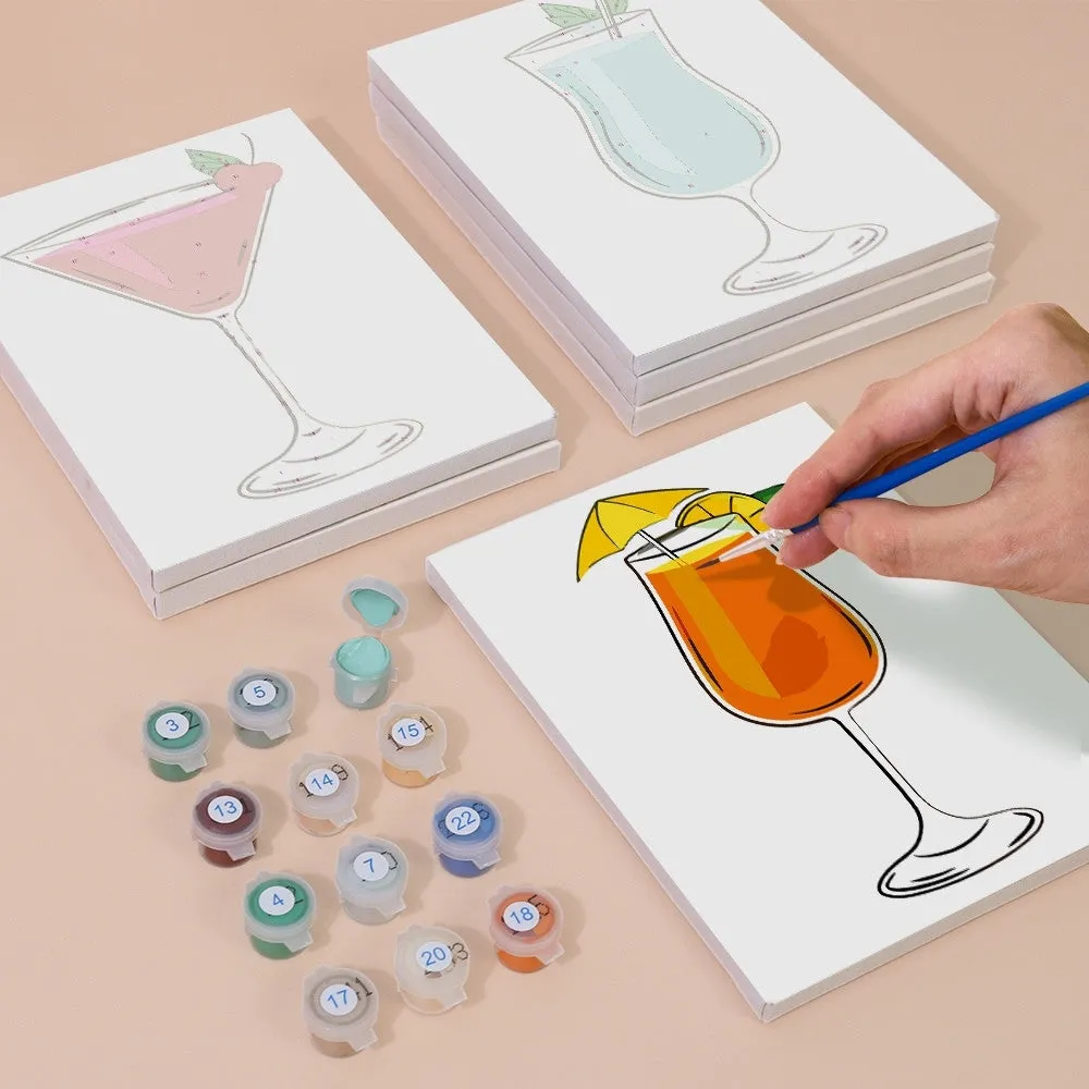 Figured'Art Klassieke Cocktails schilderen op nummer 15x20 cm 6 stuks
