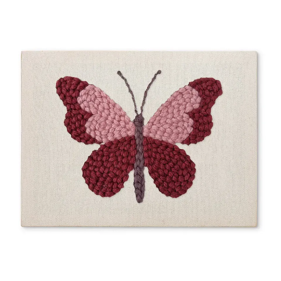 Figured'Art Roze Vlinder punch needle pakket 20x30cm katoen