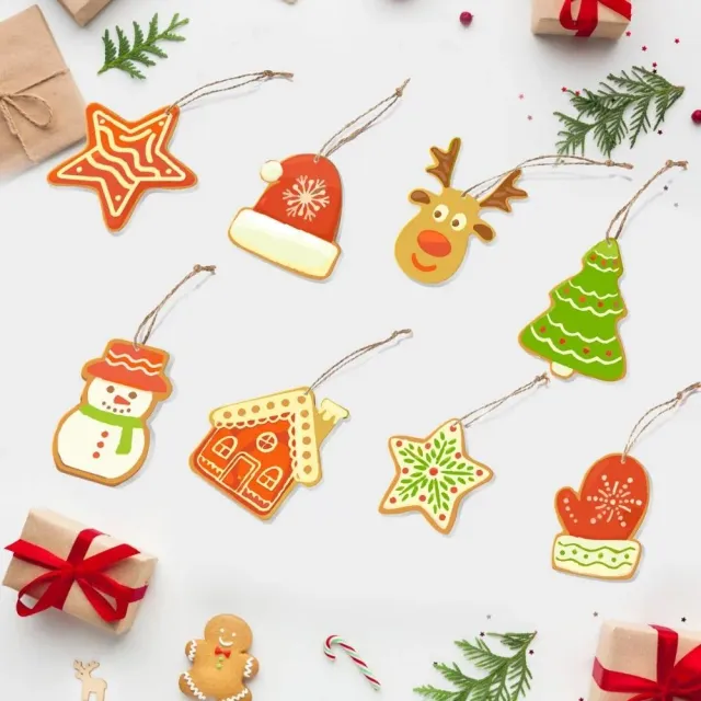 Figured'Art Kerstdorp kerstornamenten schilderen op nummer 8 stuks