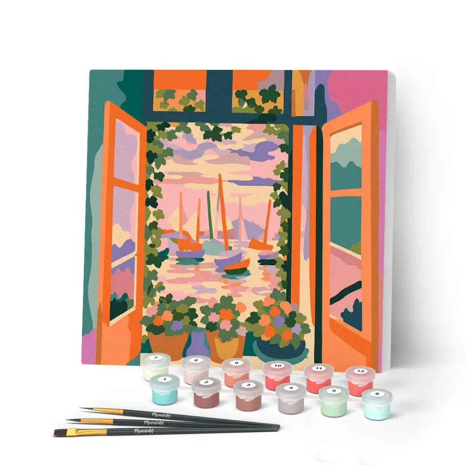Figured'Art Het open raam Matisse mini schilderen op nummer 20x20cm