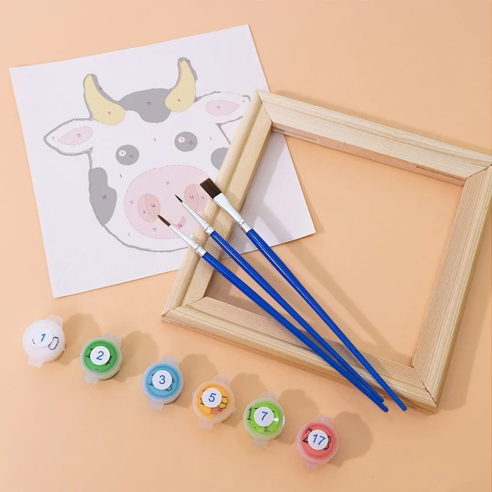 Figured'Art Mini Schattige Dierengezichten schilderen op nummer 6 stuks dieren