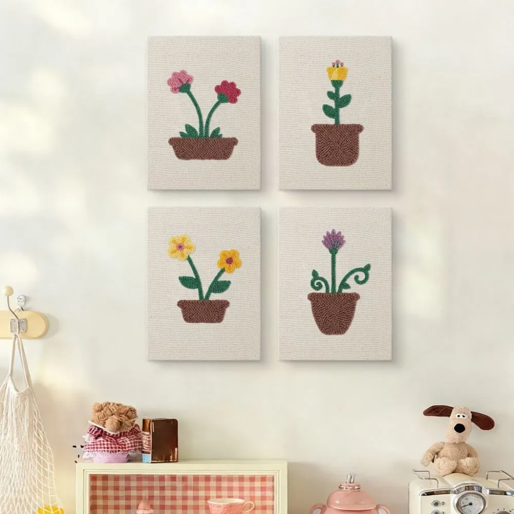 Figured'Art Bloeiende Bloemen punch needle set 4 stuks met frames zacht