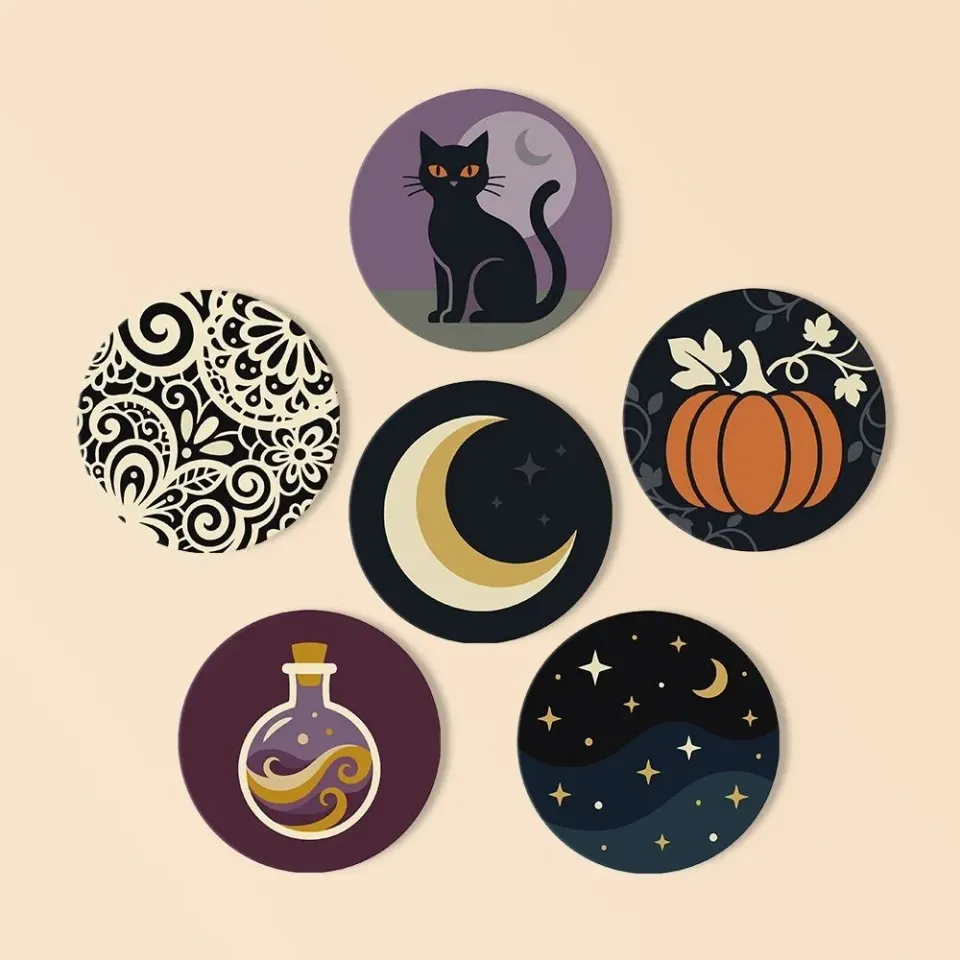 Figured'Art Halloweenmagie schilderen op nummer onderzetters 6 stuks