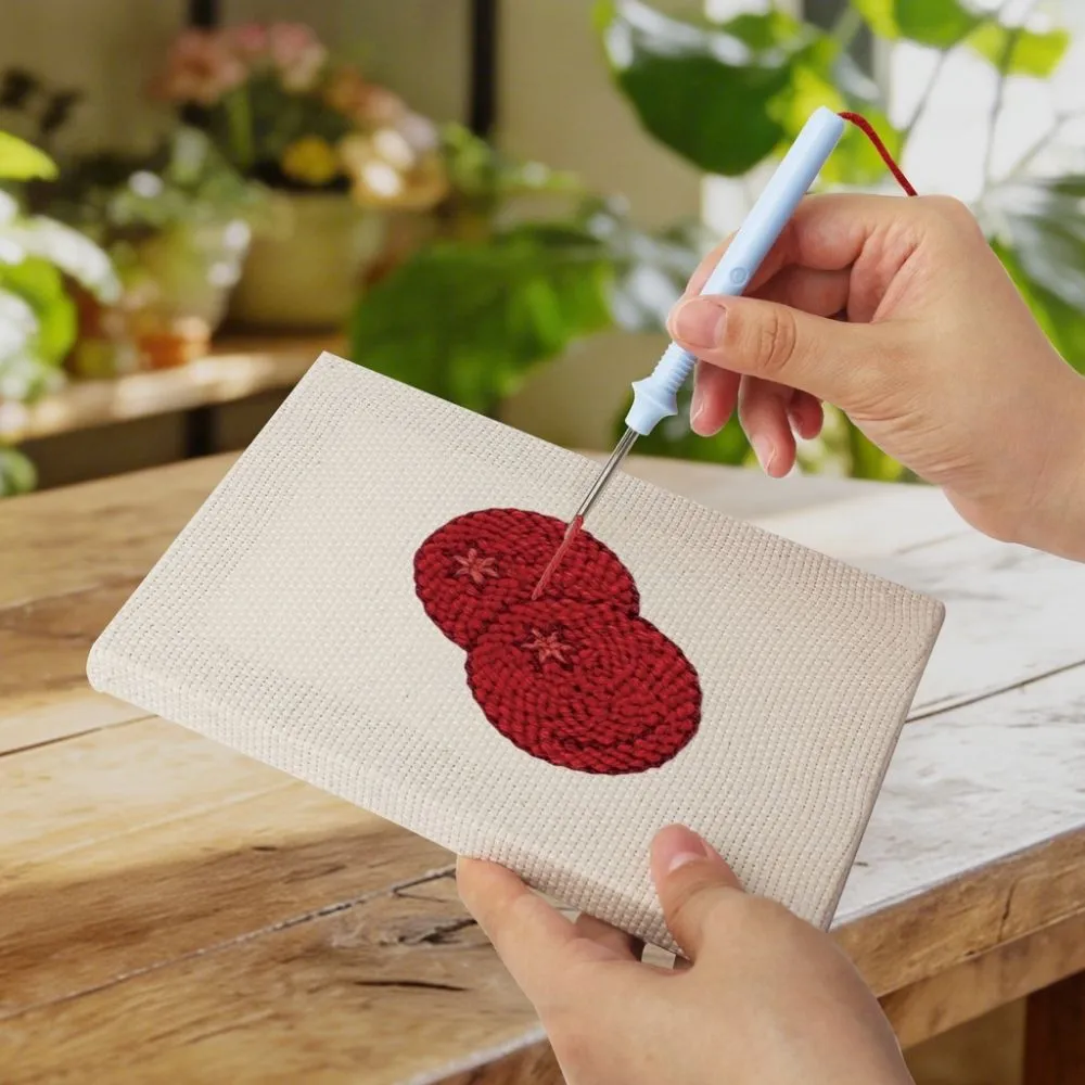 Figured'Art Fruitfeest 2 Punch Needle Set 4 Stuks met Frames