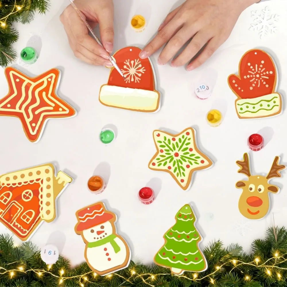 Figured'Art Kerstdorp kerstornamenten schilderen op nummer 8 stuks