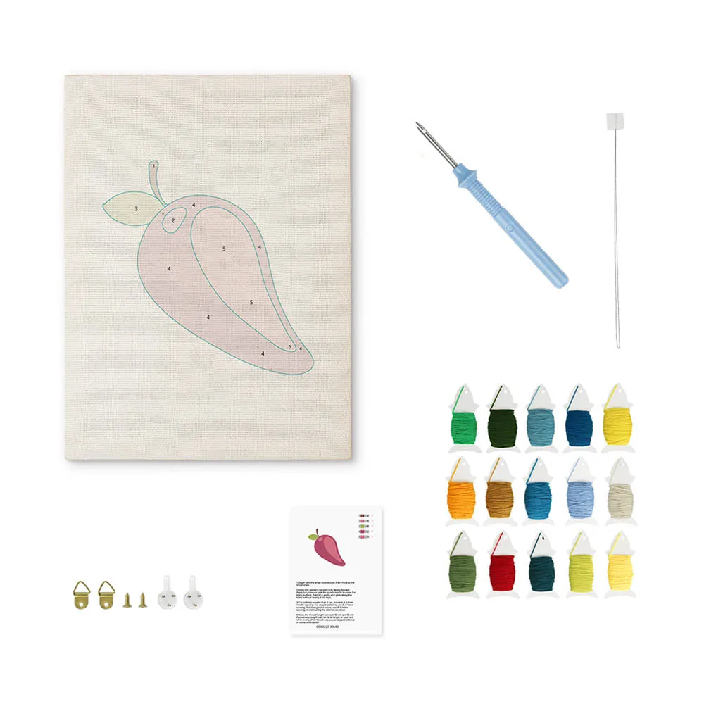 Figured'Art Zoete Pruim Punch Needle Pakket 20x30cm Katoen