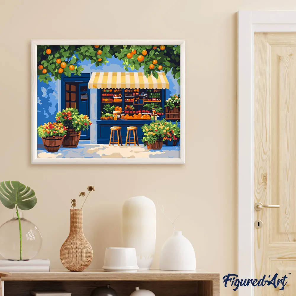 Figured'Art De kleine kruidenierswinkel schilderen op nummer 40x50cm